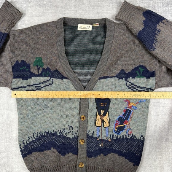 Arnold Palmer Sweater Mens Small Vintage 90s Cardigan Embroidered Golf Grandpa - Picture 9 of 10